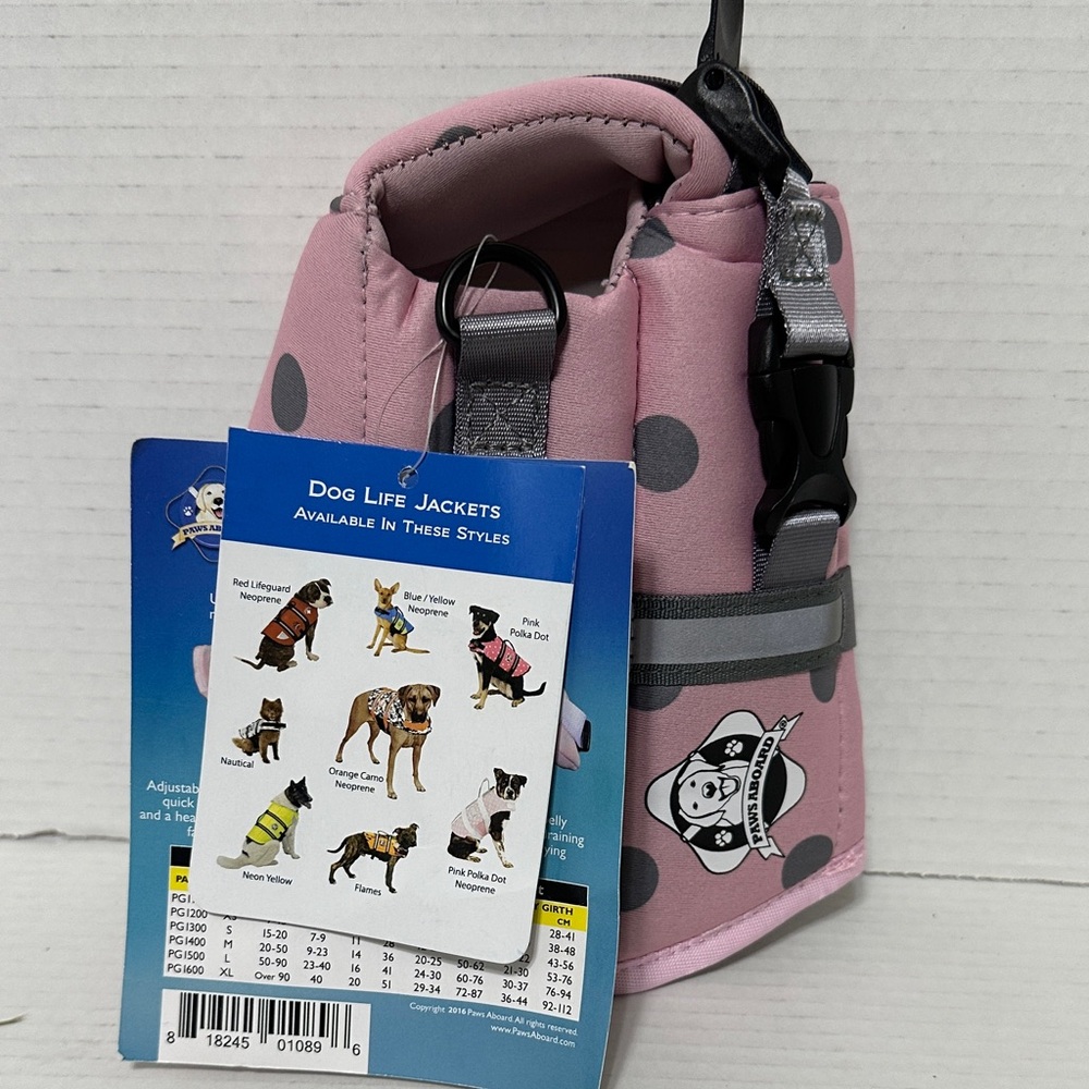 PAWS ABOARD Pink Polka Dot Dog Life Jacket Size XX-S